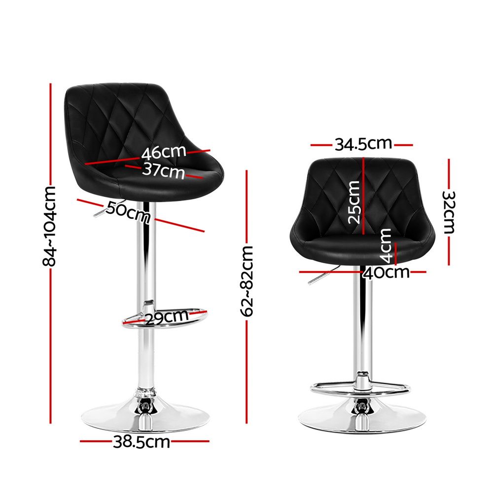 Elan Leather Bar Stool Swivel (Set of 4) Black