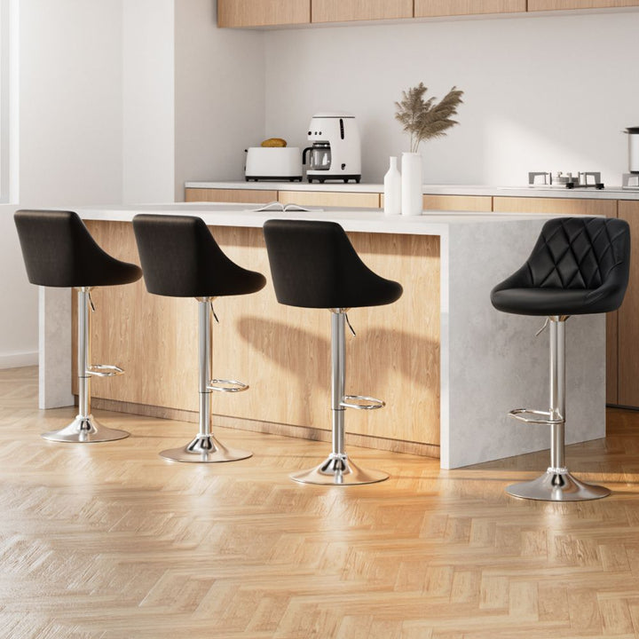 Elan Leather Bar Stool Swivel (Set of 4) Black