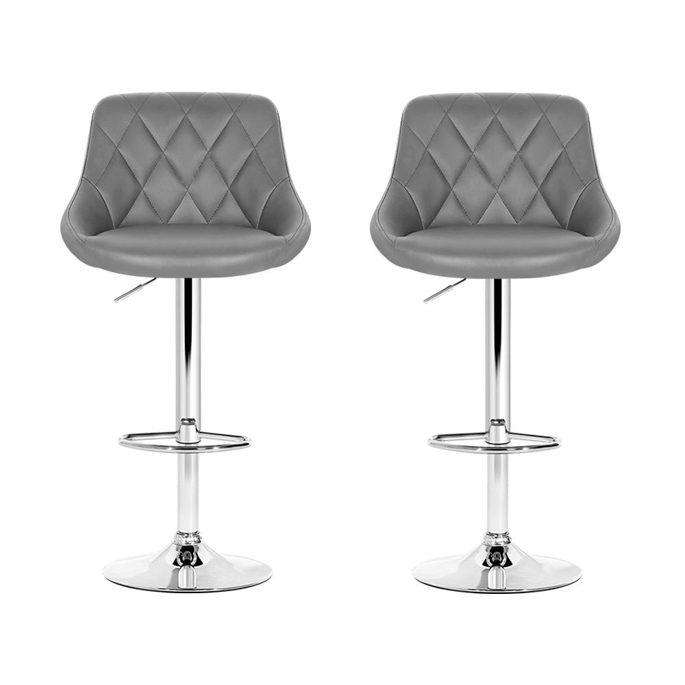 Elan Leather Bar Stool Swivel (Set of 2) Grey