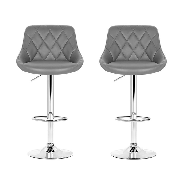 Elan Leather Bar Stool Swivel (Set of 2) Grey