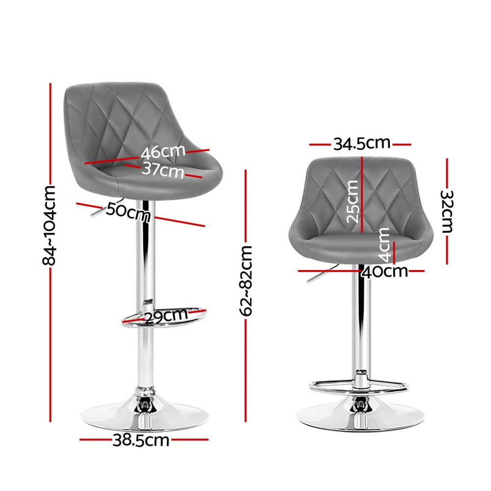 Elan Leather Bar Stool Swivel (Set of 4) Grey
