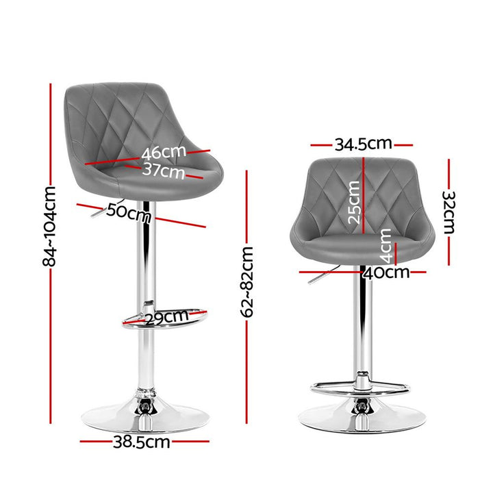 Elan Leather Bar Stool Swivel (Set of 4) Grey