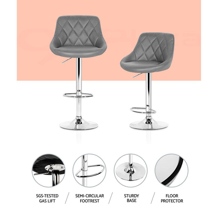 Elan Leather Bar Stool Swivel (Set of 4) Grey