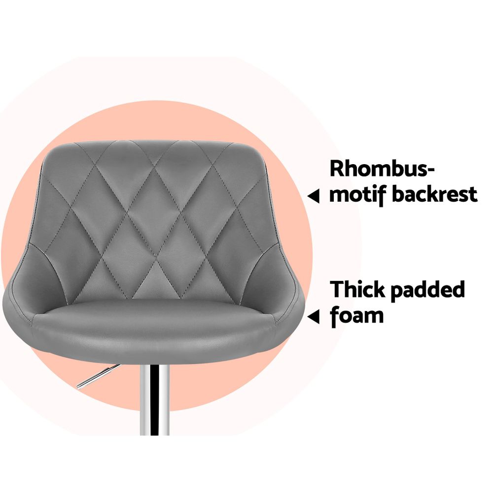 Elan Leather Bar Stool Swivel (Set of 4) Grey