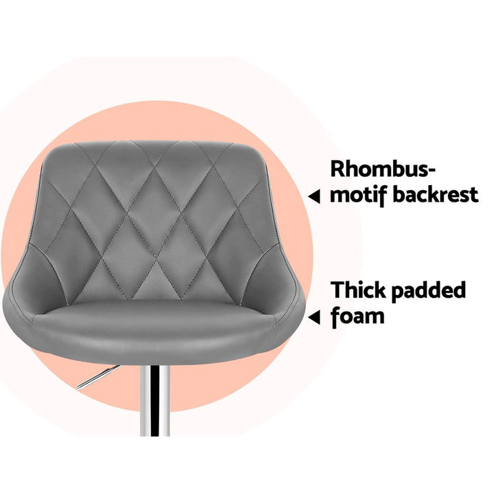 Elan Leather Bar Stool Swivel (Set of 4) Grey