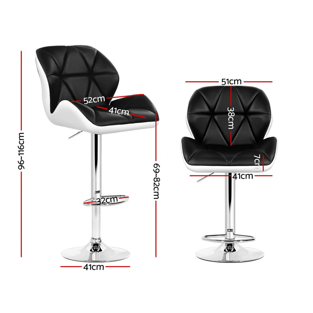 Jorn Leather Bar Stool Swivel (Set of 4) Black & White