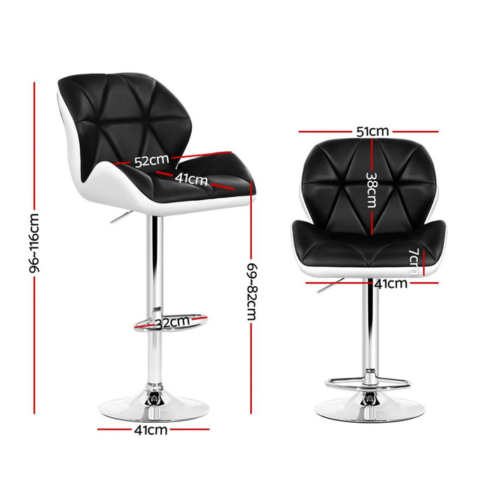 Jorn Leather Bar Stool Swivel (Set of 4) Black & White