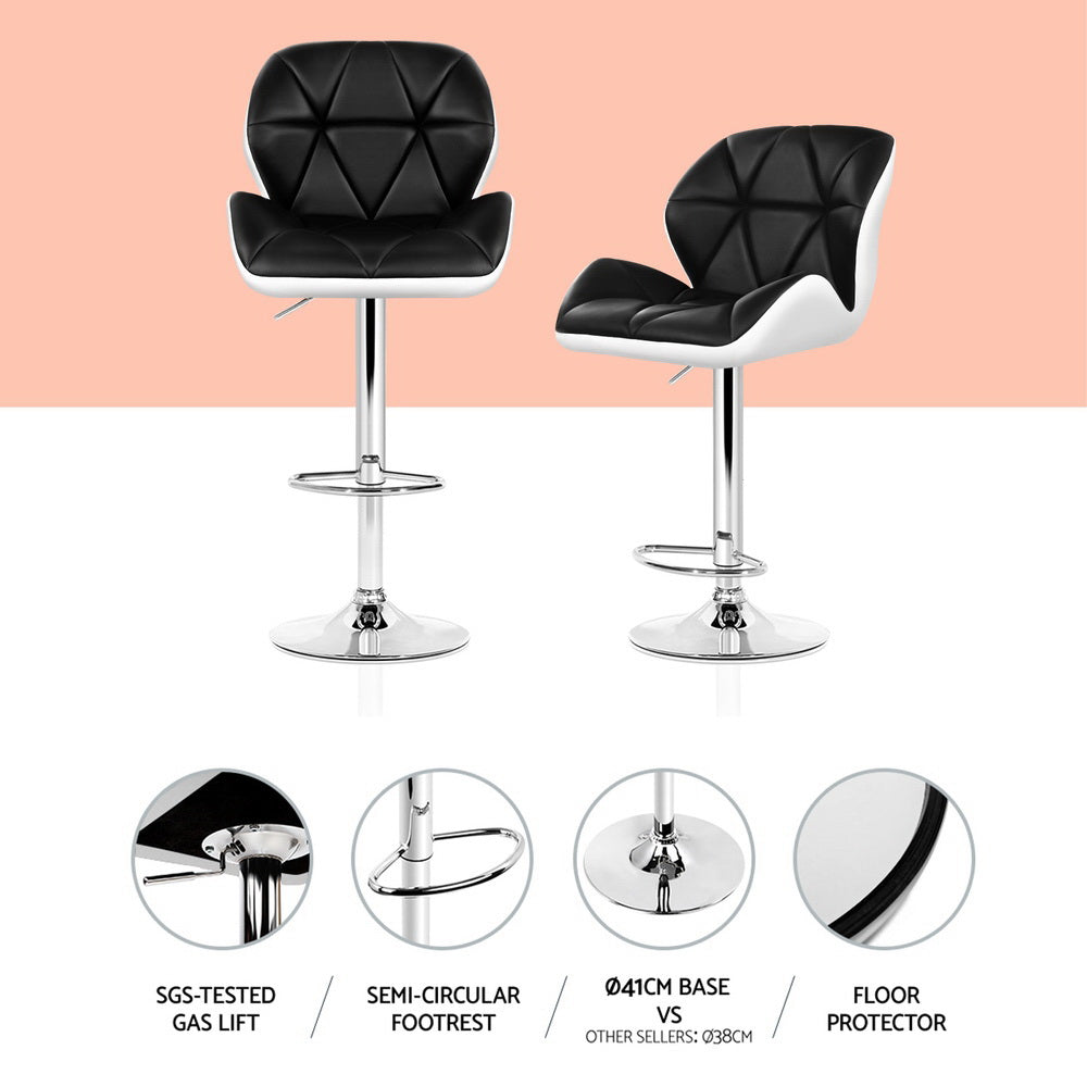 Jorn Leather Bar Stool Swivel (Set of 4) Black & White