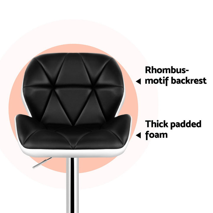 Jorn Leather Bar Stool Swivel (Set of 4) Black & White
