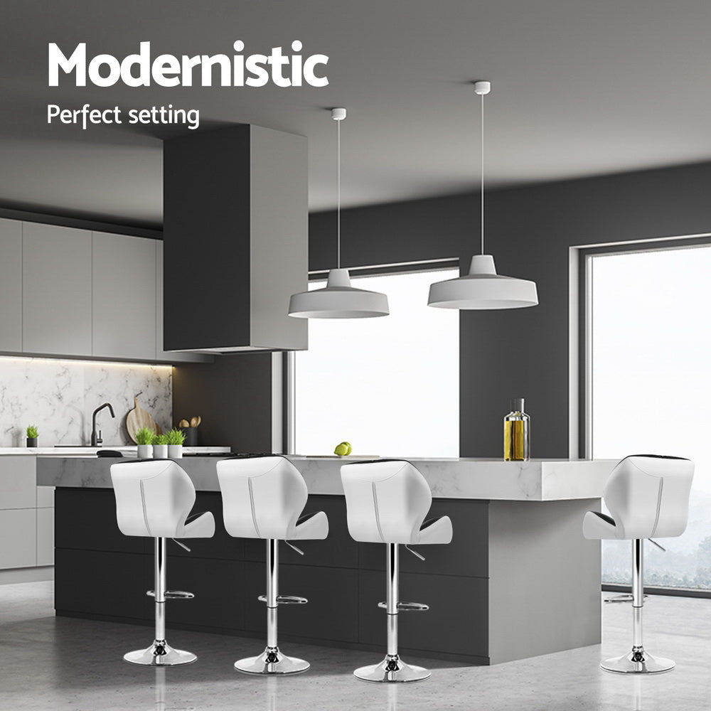 Jorn Leather Bar Stool Swivel (Set of 4) Black & White