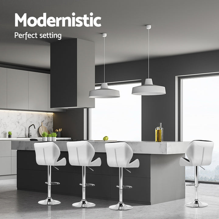 Jorn Leather Bar Stool Swivel (Set of 4) Black & White