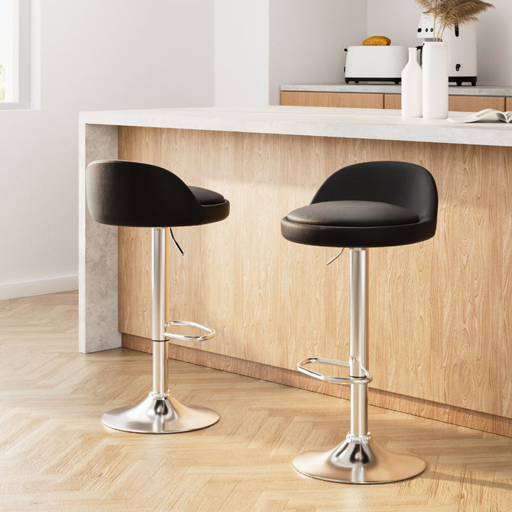 Artiss 2x Bar Stools PU Leather Gas Lift Black