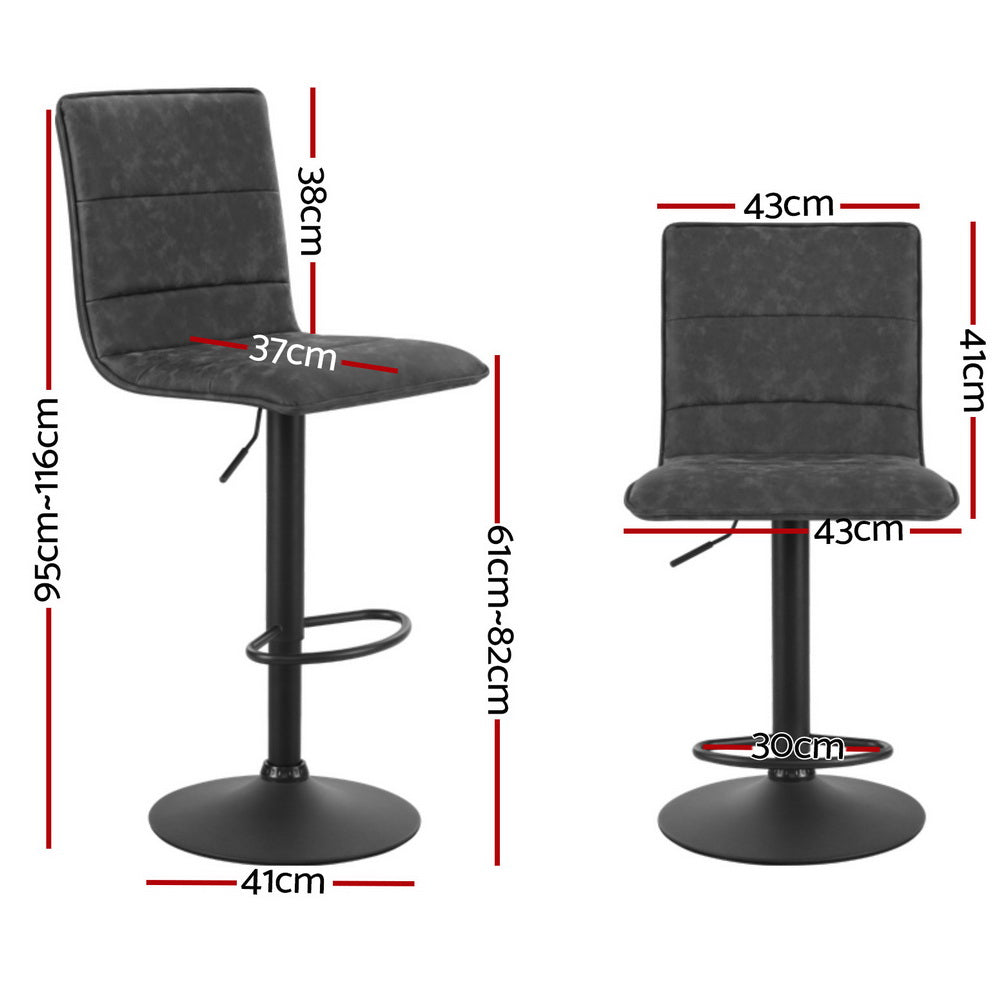 Chloe Leather Bar Stool Vintage Swivel (Set of 4) Grey