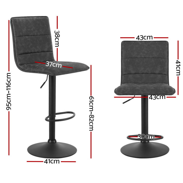 Chloe Leather Bar Stool Vintage Swivel (Set of 4) Grey