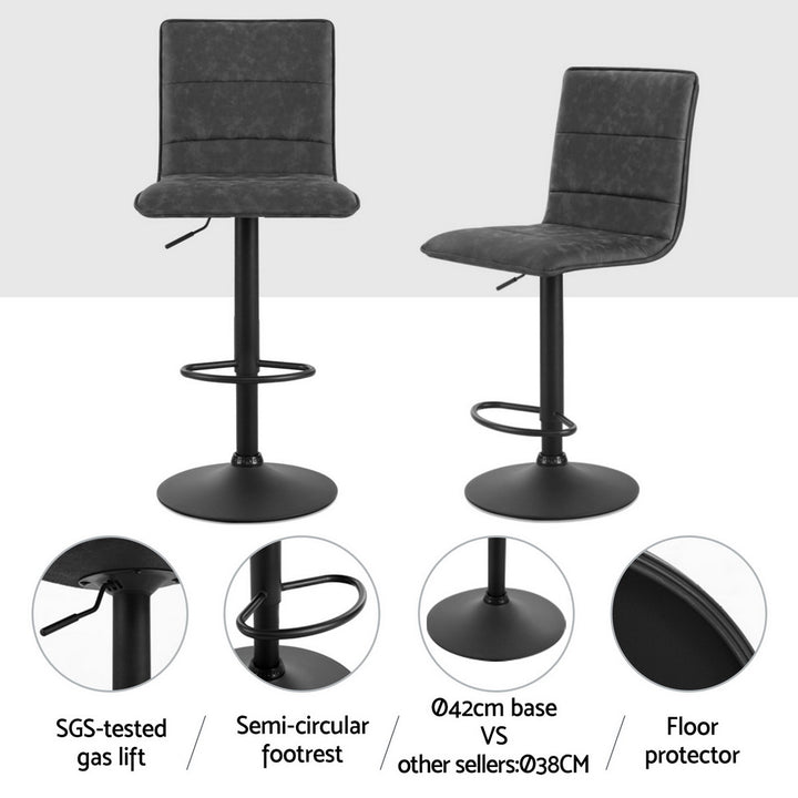Chloe Leather Bar Stool Vintage Swivel (Set of 4) Grey