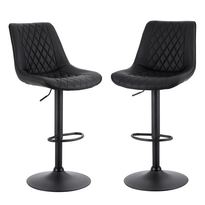 Artiss 2x Bar Stools Kitchen Swivel Gas Lift Counter Chair Diamond Leather Black