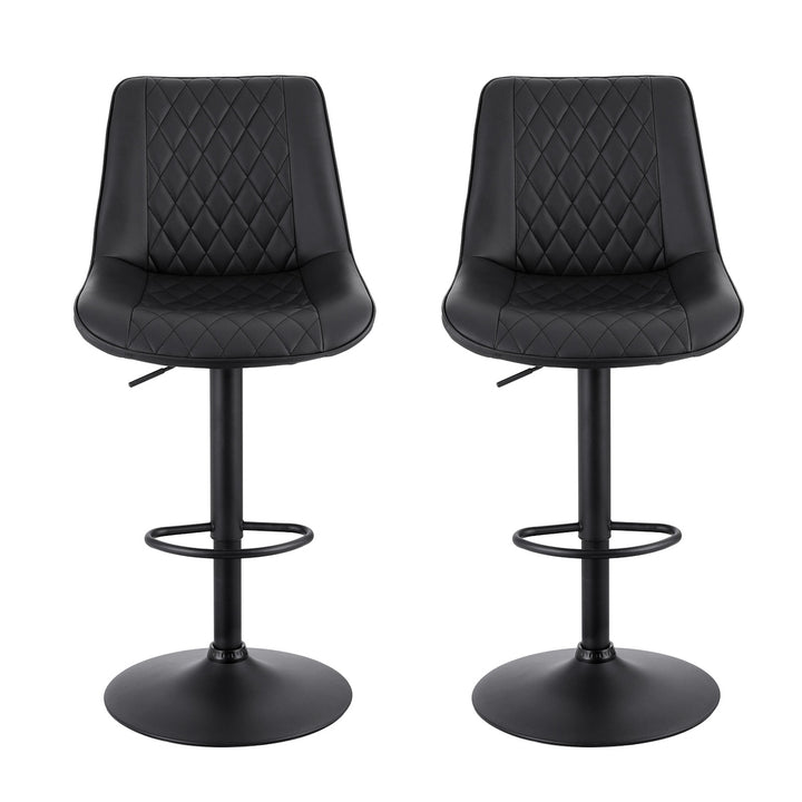 Artiss 2x Bar Stools Kitchen Swivel Gas Lift Counter Chair Diamond Leather Black