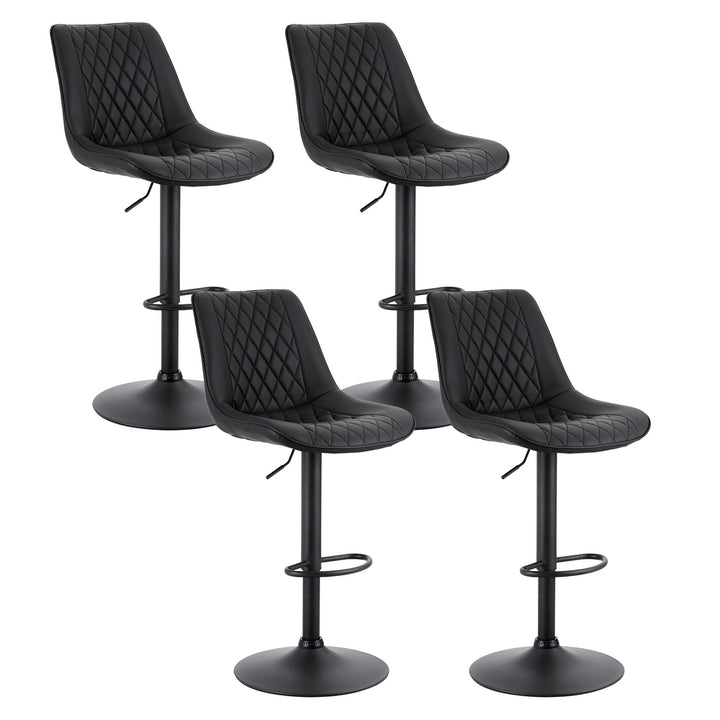 Artiss 4x Bar Stools Kitchen Swivel Gas Lift Counter Chair Diamond Leather Black