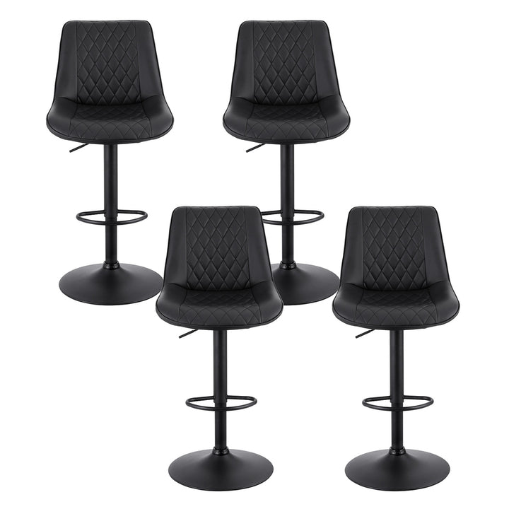 Artiss 4x Bar Stools Kitchen Swivel Gas Lift Counter Chair Diamond Leather Black