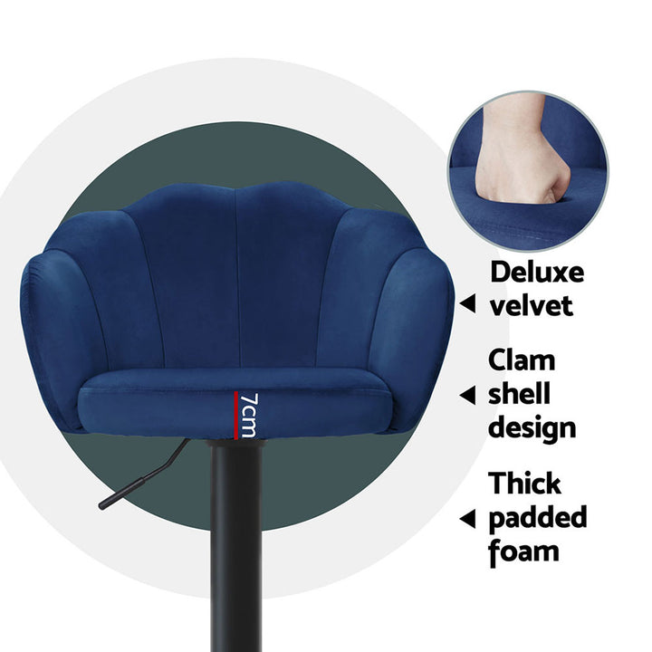 Daphne Velvet Fabric Bar Stool (Set of 4) Blue