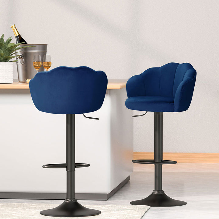 Daphne Velvet Fabric Bar Stool (Set of 4) Blue