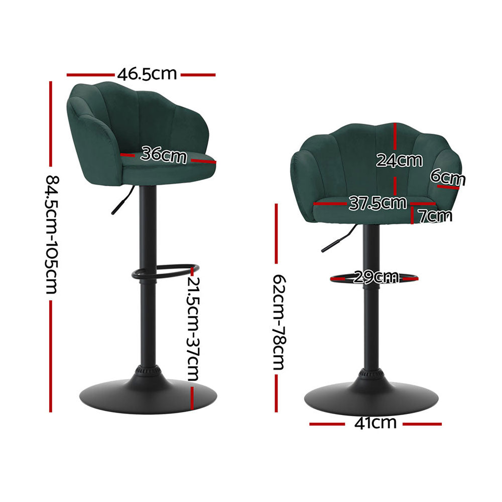 Daphne Velvet Fabric Bar Stool (Set of 4) Green