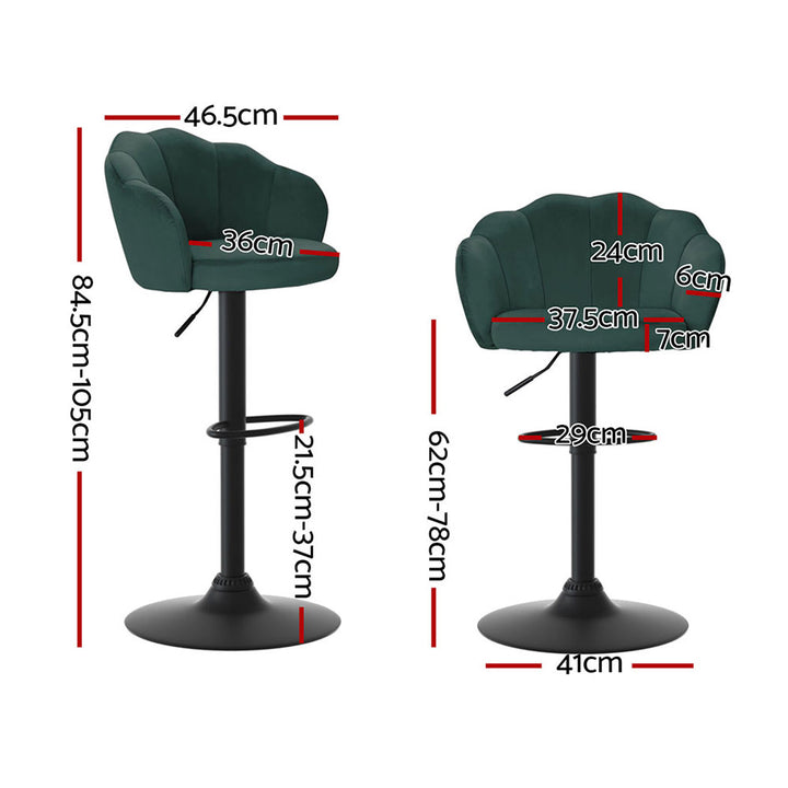 Daphne Velvet Fabric Bar Stool (Set of 4) Green