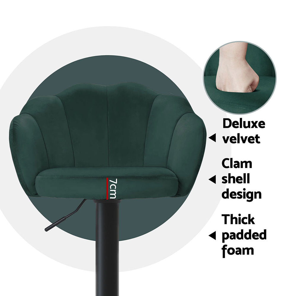 Daphne Velvet Fabric Bar Stool (Set of 4) Green