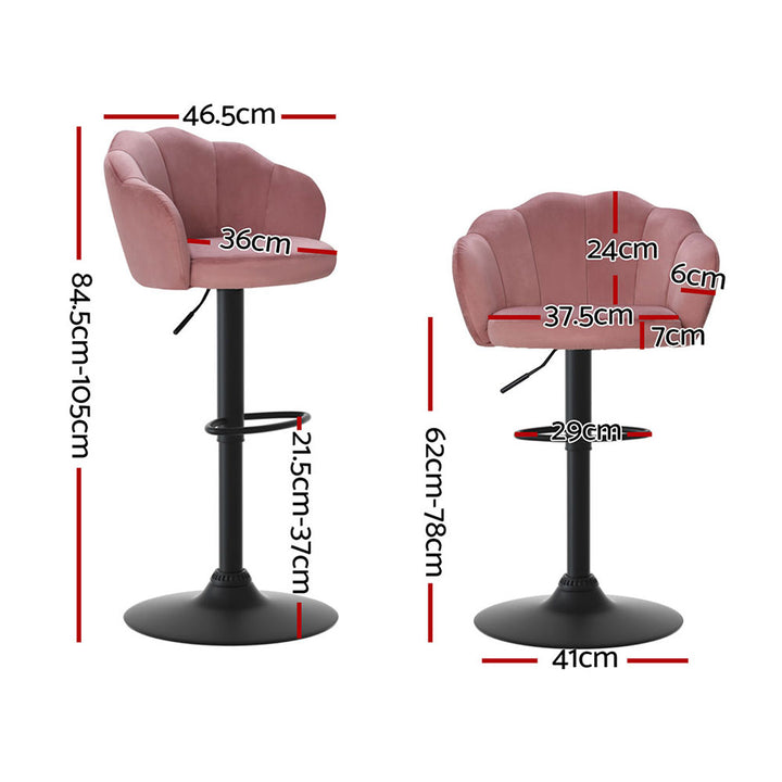 Daphne Velvet Fabric Bar Stool (Set of 4) Pink