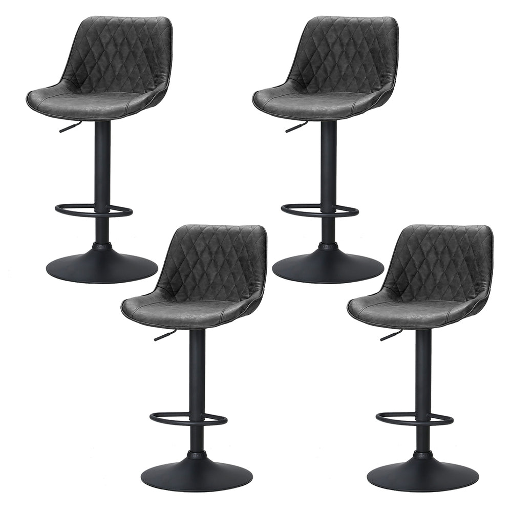 James Leather Bar Stool Swivel (Set of 4) Black