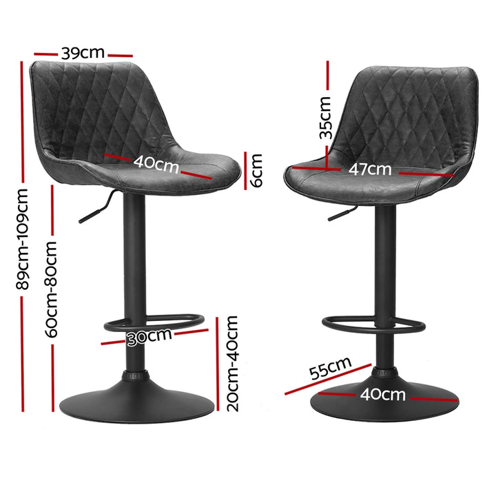 James Leather Bar Stool Swivel (Set of 4) Black
