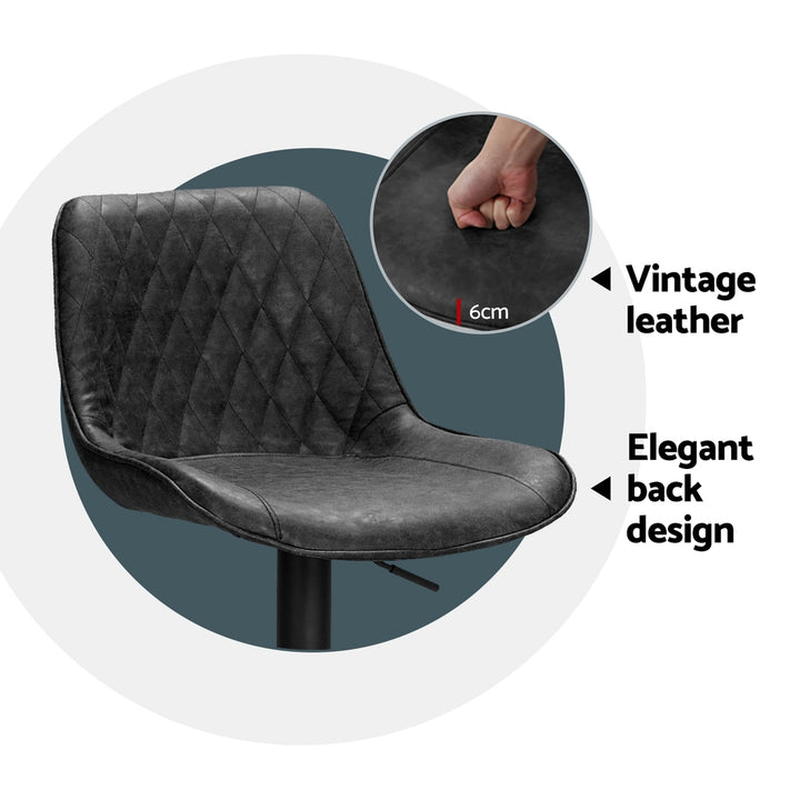 James Leather Bar Stool Swivel (Set of 4) Black