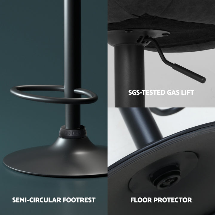 James Leather Bar Stool Swivel (Set of 4) Black