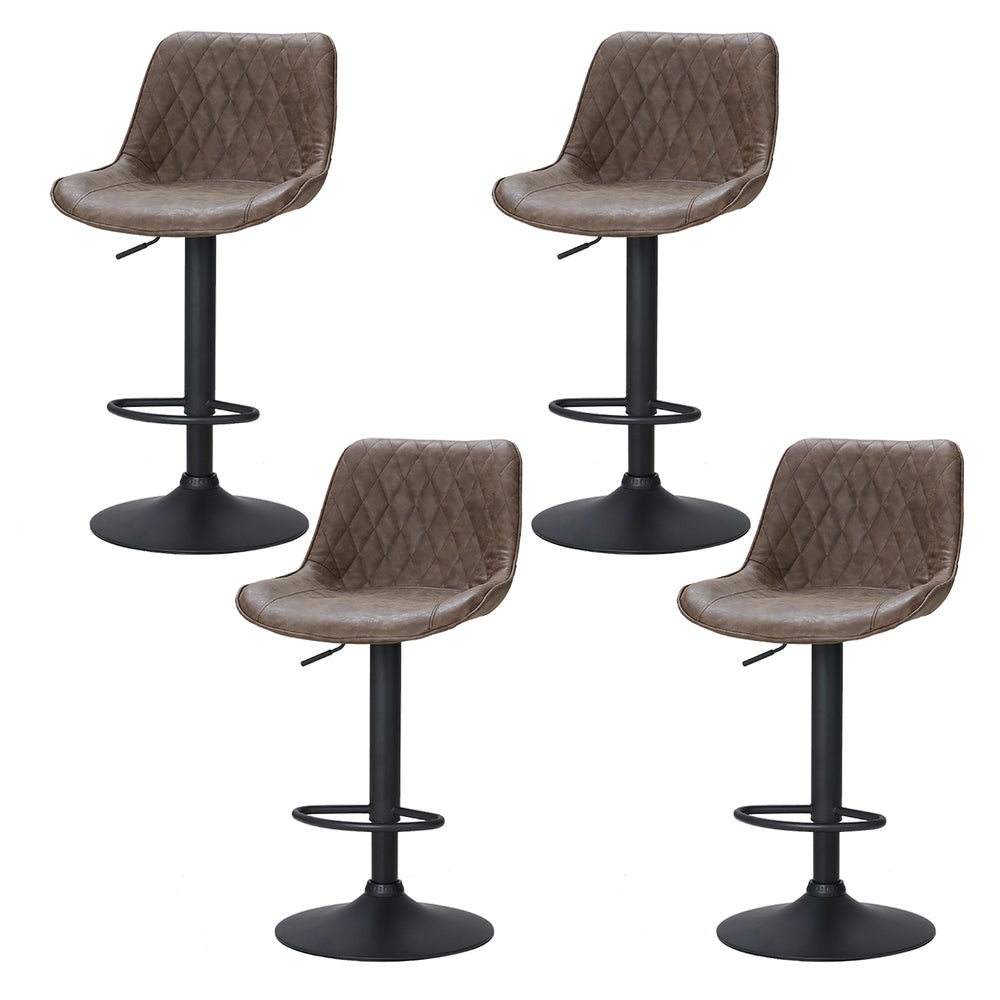 James Leather Bar Stool Swivel (Set of 4) Brown