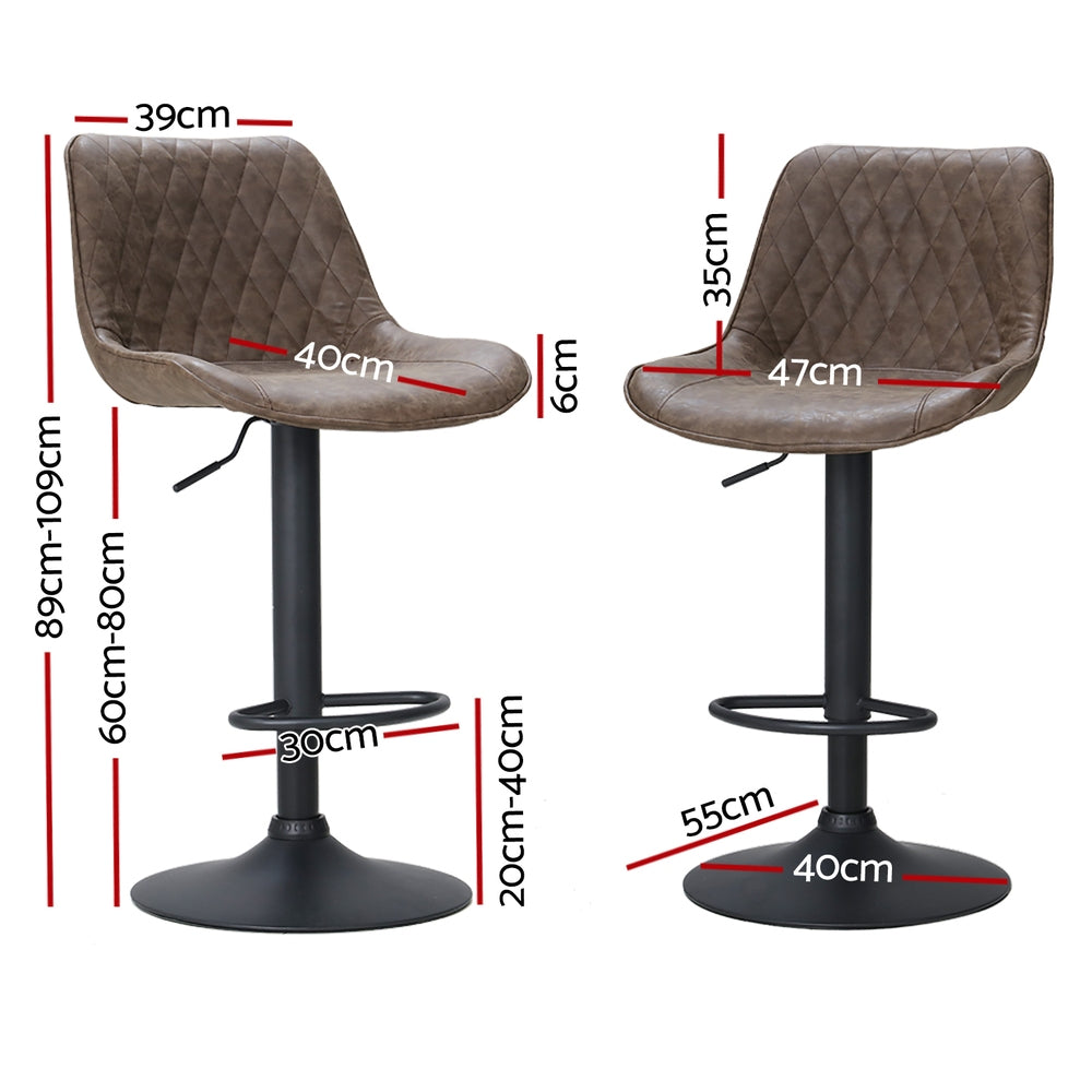 James Leather Bar Stool Swivel (Set of 4) Brown