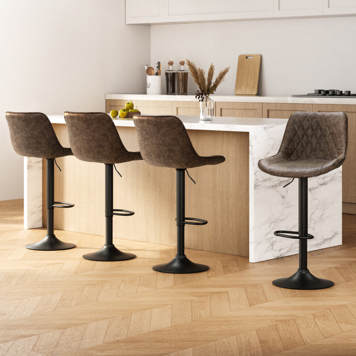 James Leather Bar Stool Swivel (Set of 4) Brown