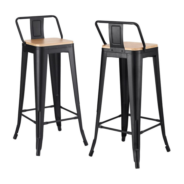 Artiss Industrial Bar Stool Wooden Seat (Set of 2) Black 77cm