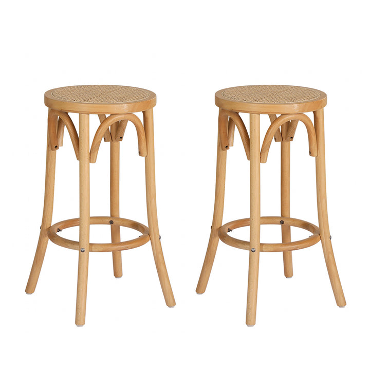 Artiss 2x Bar Stools Rattan Seat Wooden