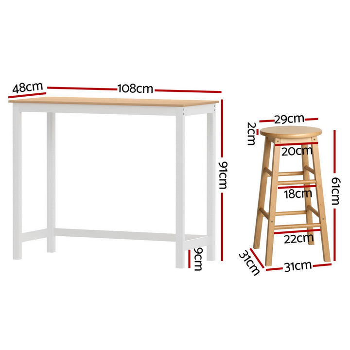 Artiss Bar Table and Stools Set Dining Desk Kitchen Chairs Cafe Pub