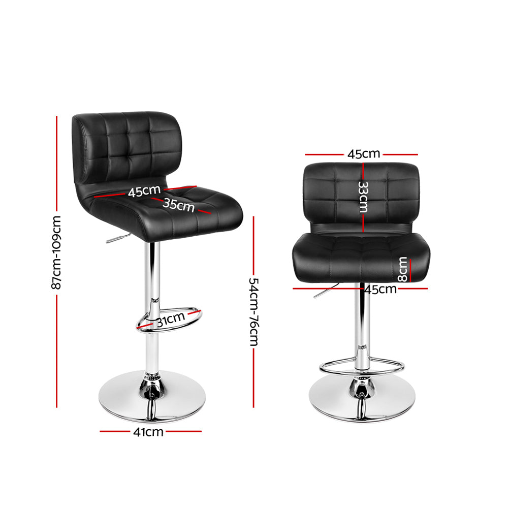 Evan Leather Bar Stool Swivel (Set of 4) Black