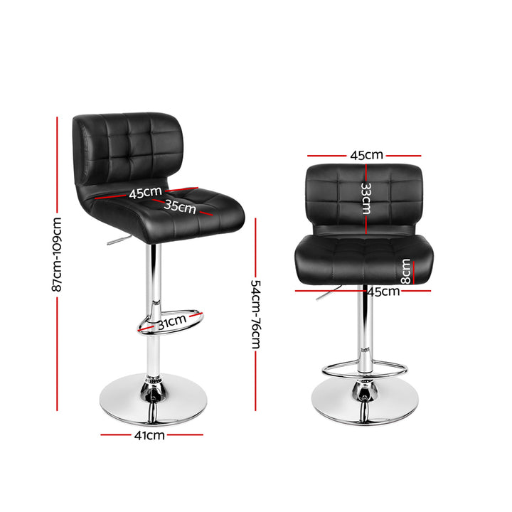 Evan Leather Bar Stool Swivel (Set of 4) Black