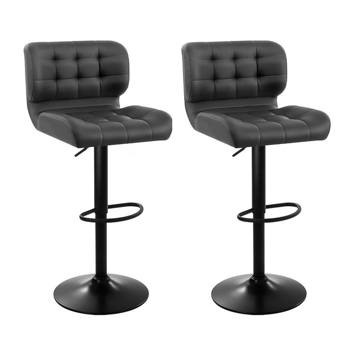 Evan Leather Bar Stool Swivel (Set of 2) Grey