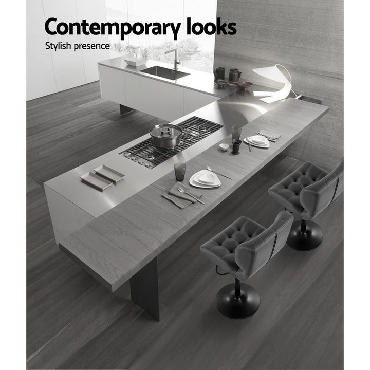 Evan Leather Bar Stool Swivel (Set of 2) Grey