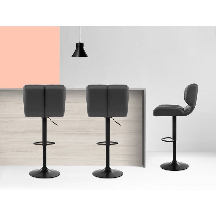 Evan Leather Bar Stool Swivel (Set of 2) Grey