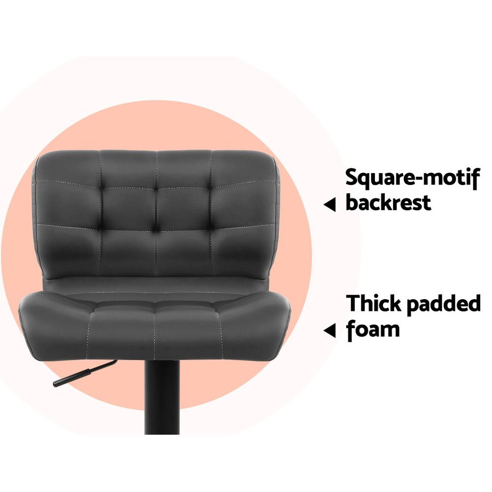 Evan Leather Bar Stool Swivel (Set of 2) Grey