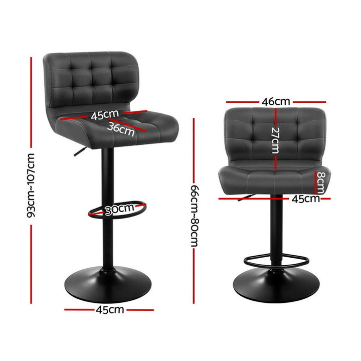 Evan Leather Bar Stool Swivel (Set of 4) Grey