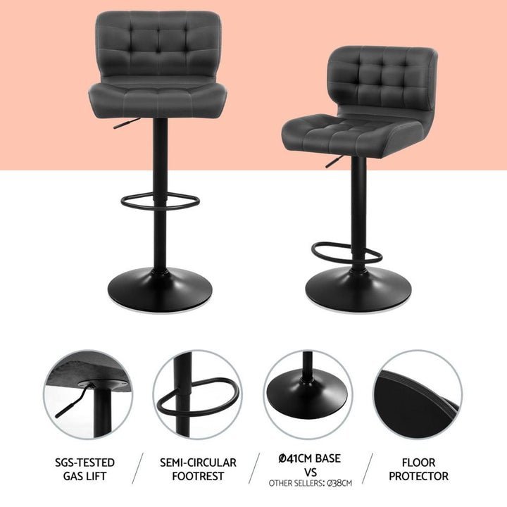 Evan Leather Bar Stool Swivel (Set of 4) Grey