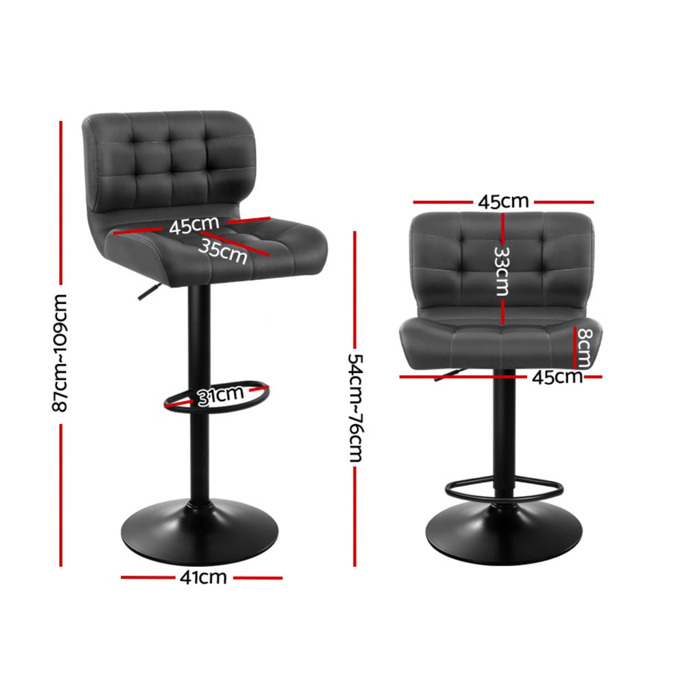 Evan Leather Bar Stool Swivel (Set of 4) Grey