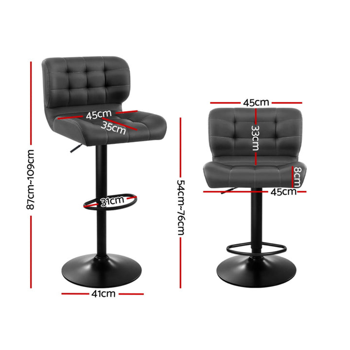 Evan Leather Bar Stool Swivel (Set of 4) Grey