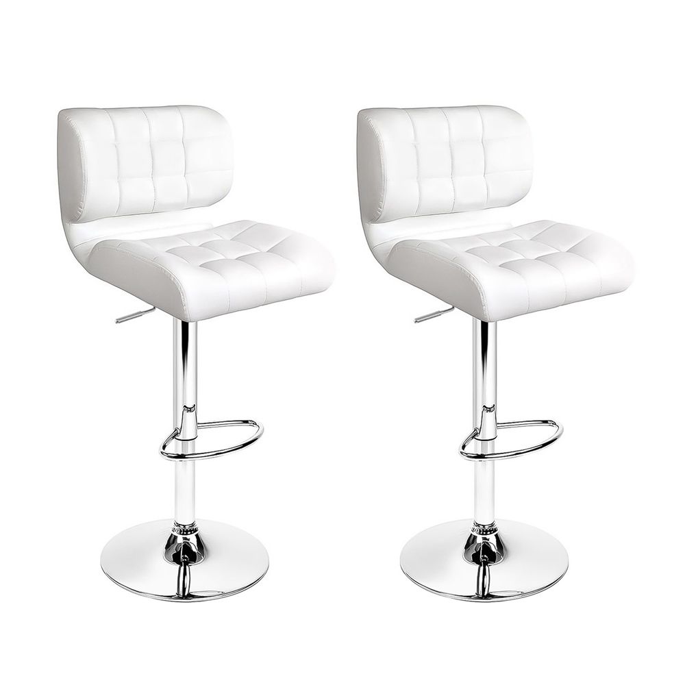 Evan Leather Bar Stool Swivel (Set of 2) White